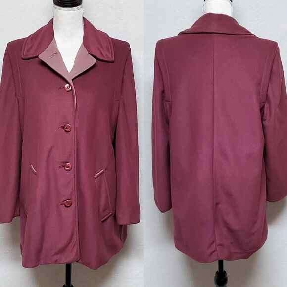 𝅺VINTAGE 1970s Kashmiracle "Cashmere" Mauve Pink ILGWU Satin Lined Swing Coat - Picture 1 of 12